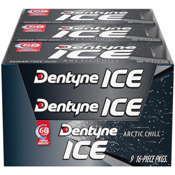 Dentyne Ice Arctic Chill Sugar Free Gum, 16 Count (Pack of 9)