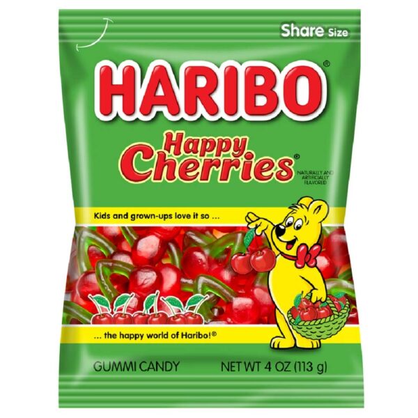Haribo Gummi Candy, Happy-Cherries, 4 oz. Bag