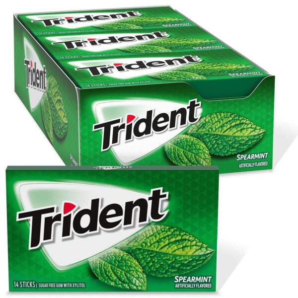 Trident Spearmint Sugar Free Gum, 12 Packs of 14 Pieces