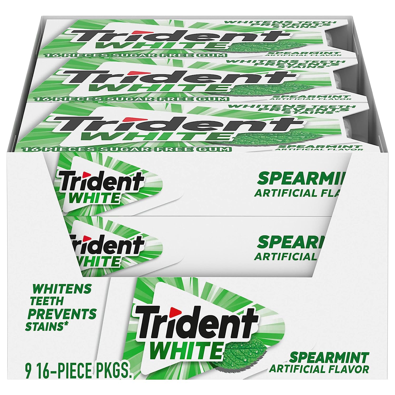 5-7.jpg Trident White Spearmint Sugar Free Gum, 9 Pack of 16 Pieces - Image 1